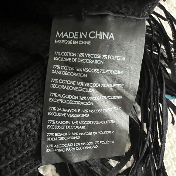 CLUB MONACO Fredrikah Fringe Knit Sweater Skirt In Black Size S - Picture 7 of 10